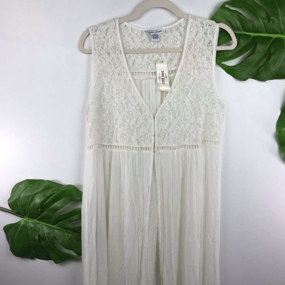 BOHO OFF WHITE SLEEVELESS LAYERING JACKET